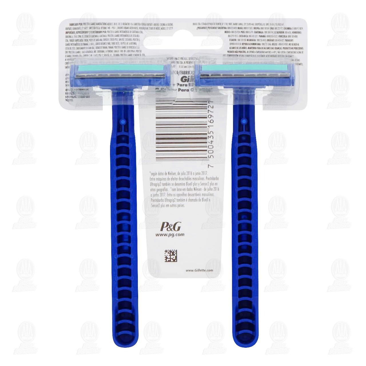M&aacute;quinas para Afeitar Gillette Prestobarba UltraGrip2 Desechables, 2 pzas. image number 1