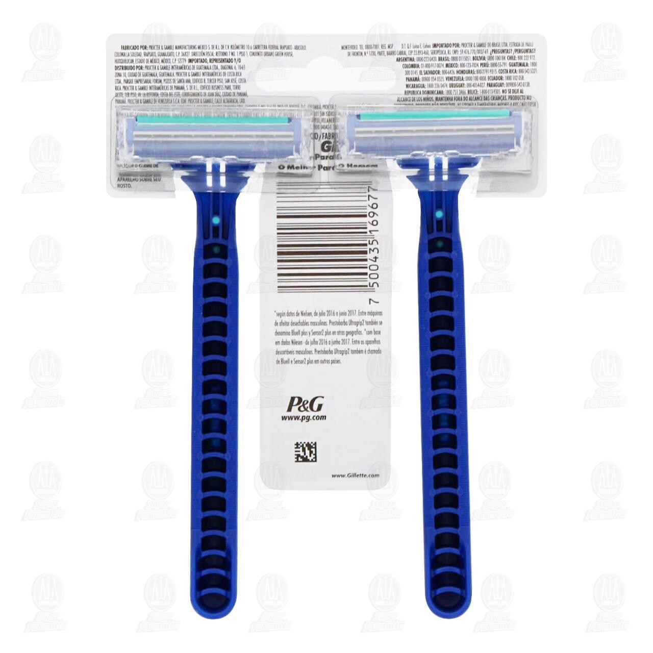 M&aacute;quinas para Afeitar Gillette Prestobarba UltraGrip2 M&oacute;vil Desechables, 2 pzas. image number 1