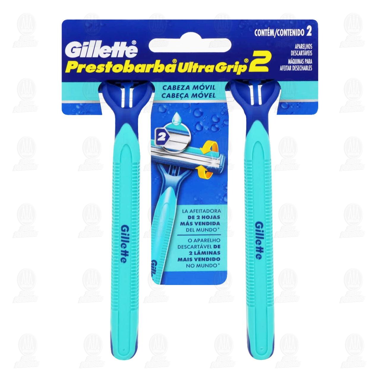 M&aacute;quinas para Afeitar Gillette Prestobarba UltraGrip2 M&oacute;vil Desechables, 2 pzas. image number 0