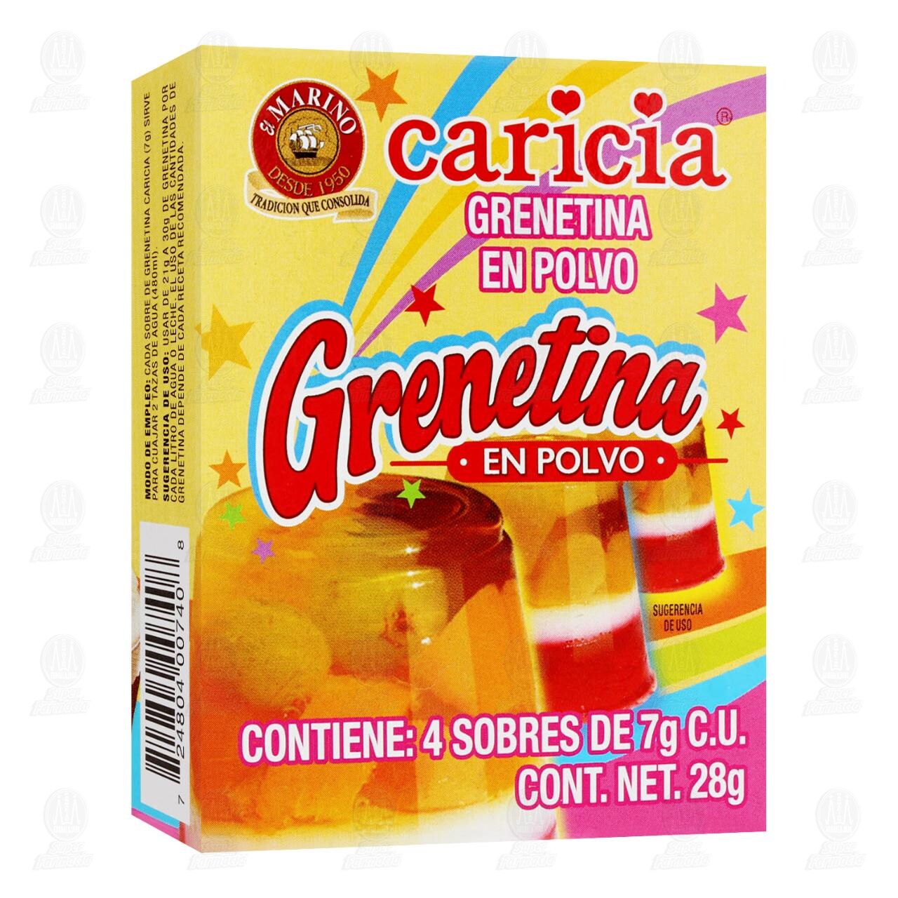 Grenetina en Polvo Caricia, 28 gr.