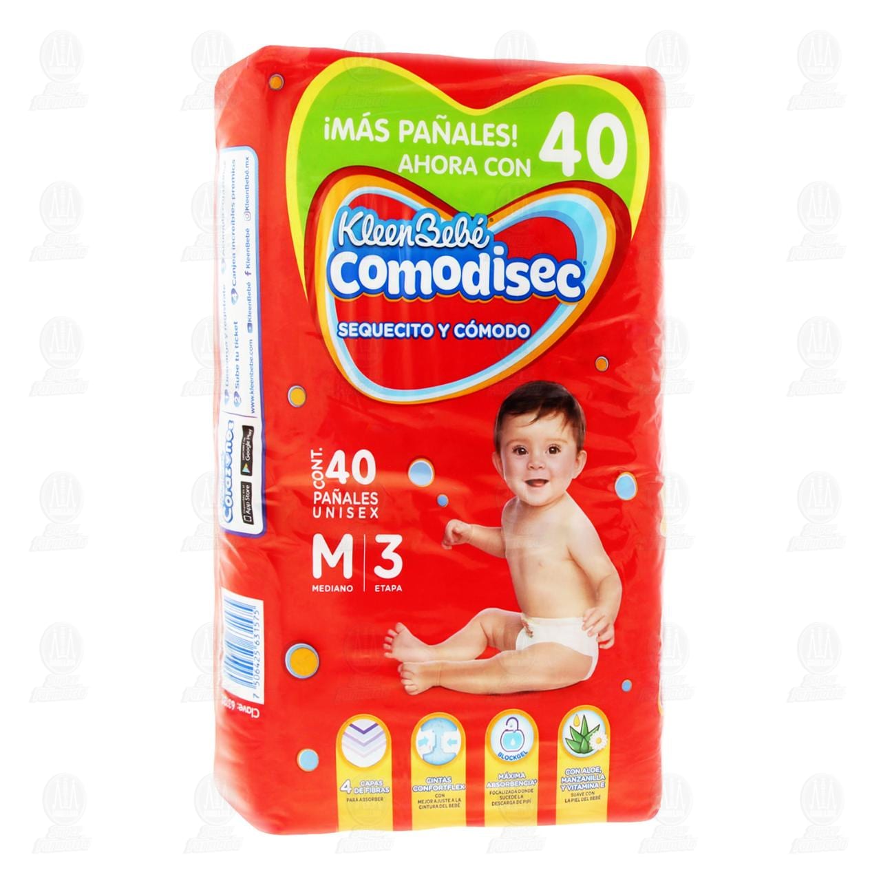 Pañales para Bebé KleenBebé Comodisec Etapa 3 M, 40 pzas.