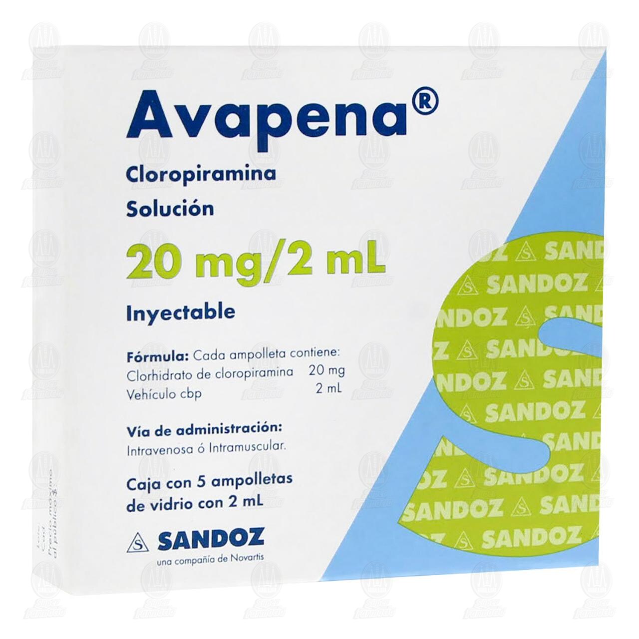 Avapena 20mg/2ml, 5 Ampolletas.