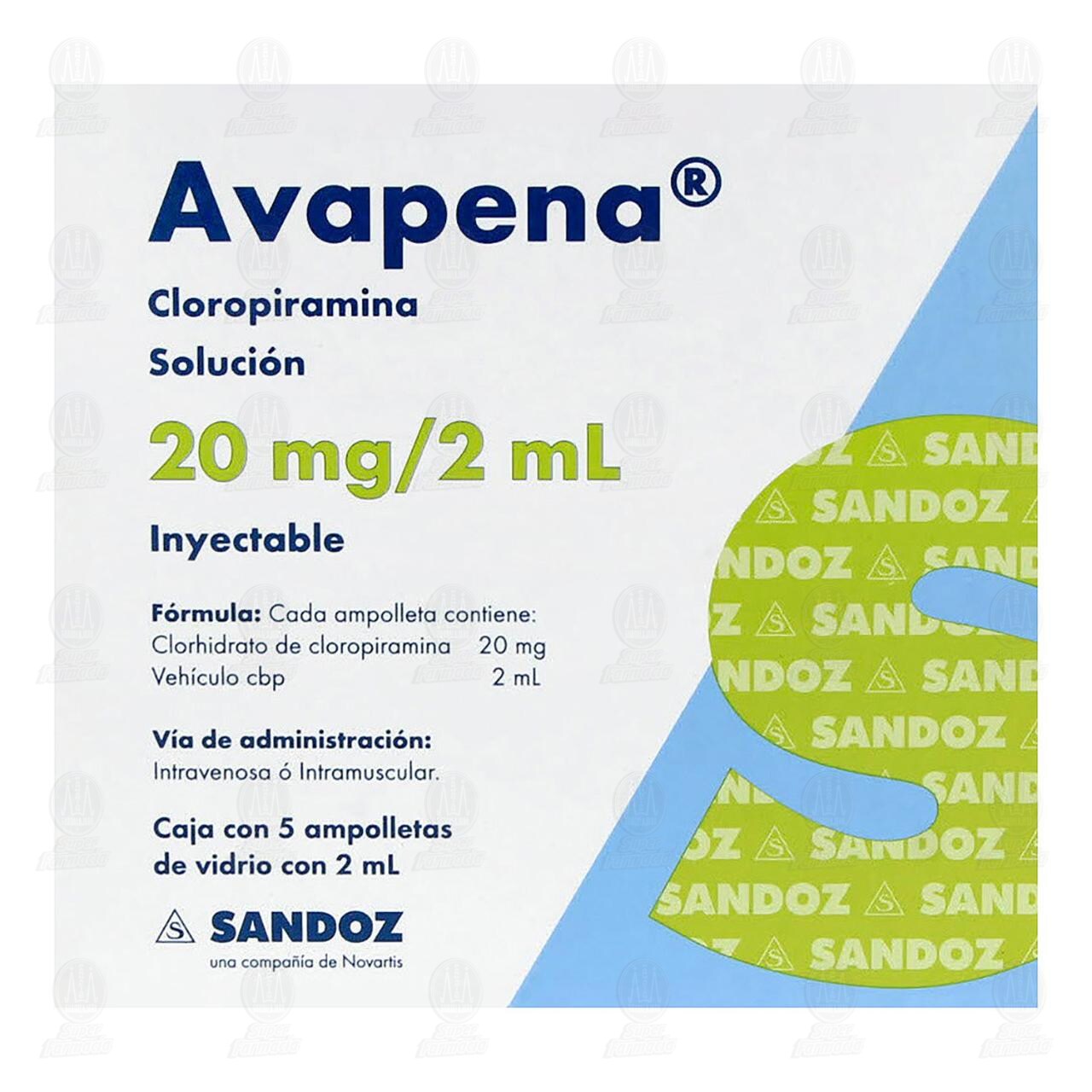 Avapena 20mg/2ml, 5 Ampolletas. image number 1
