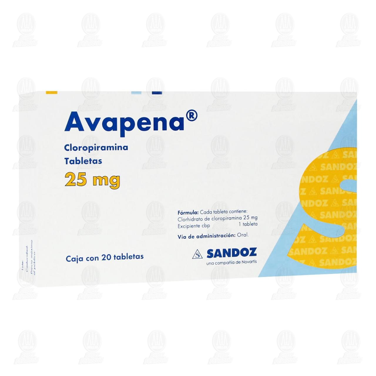 Avapena 25 mg, 20 Tabletas.