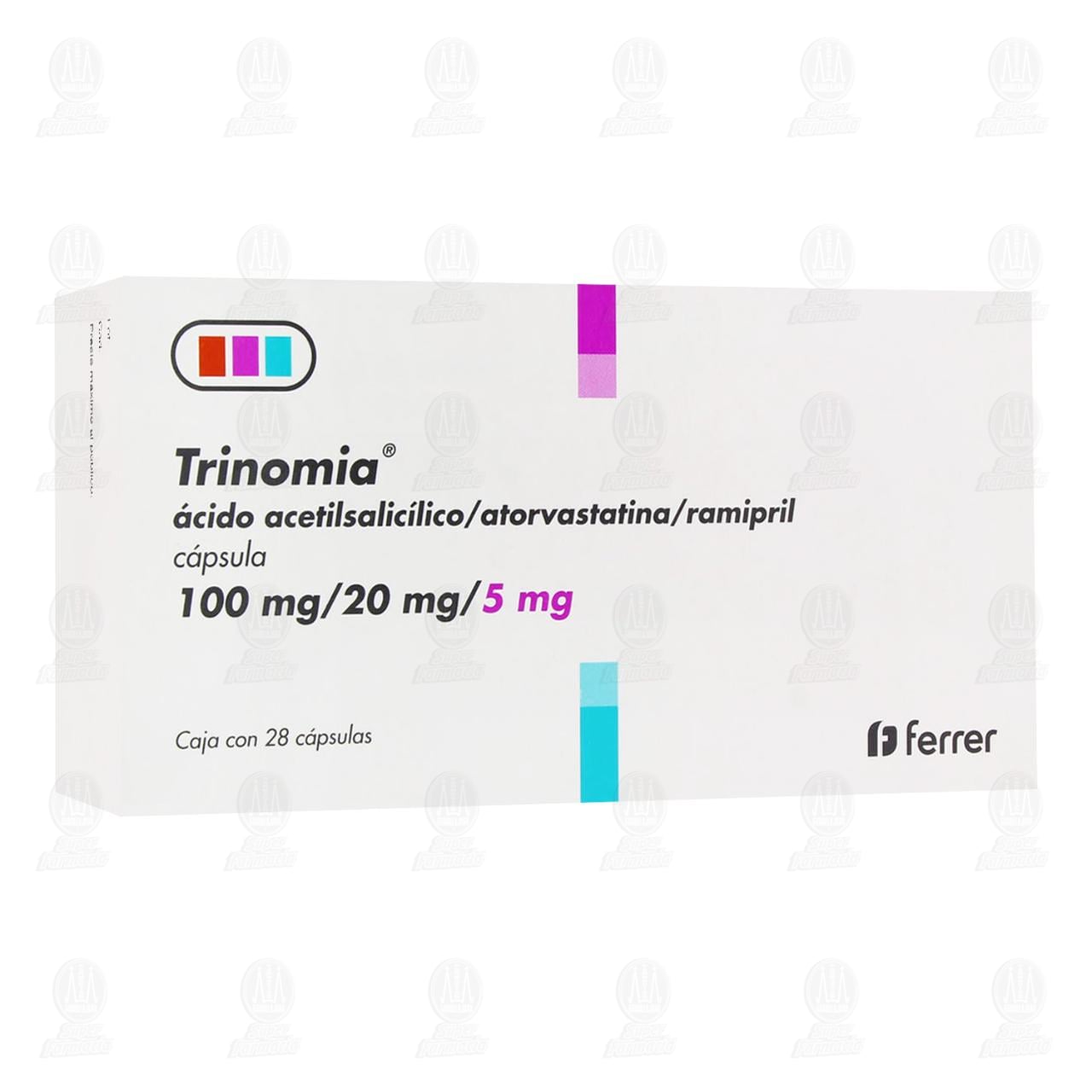 Imagen para Trinomia 100mg/20mg/5mg 28 Cápsulas (Ácido Acetilsalicílico, Atorvastatina,Ramipril)