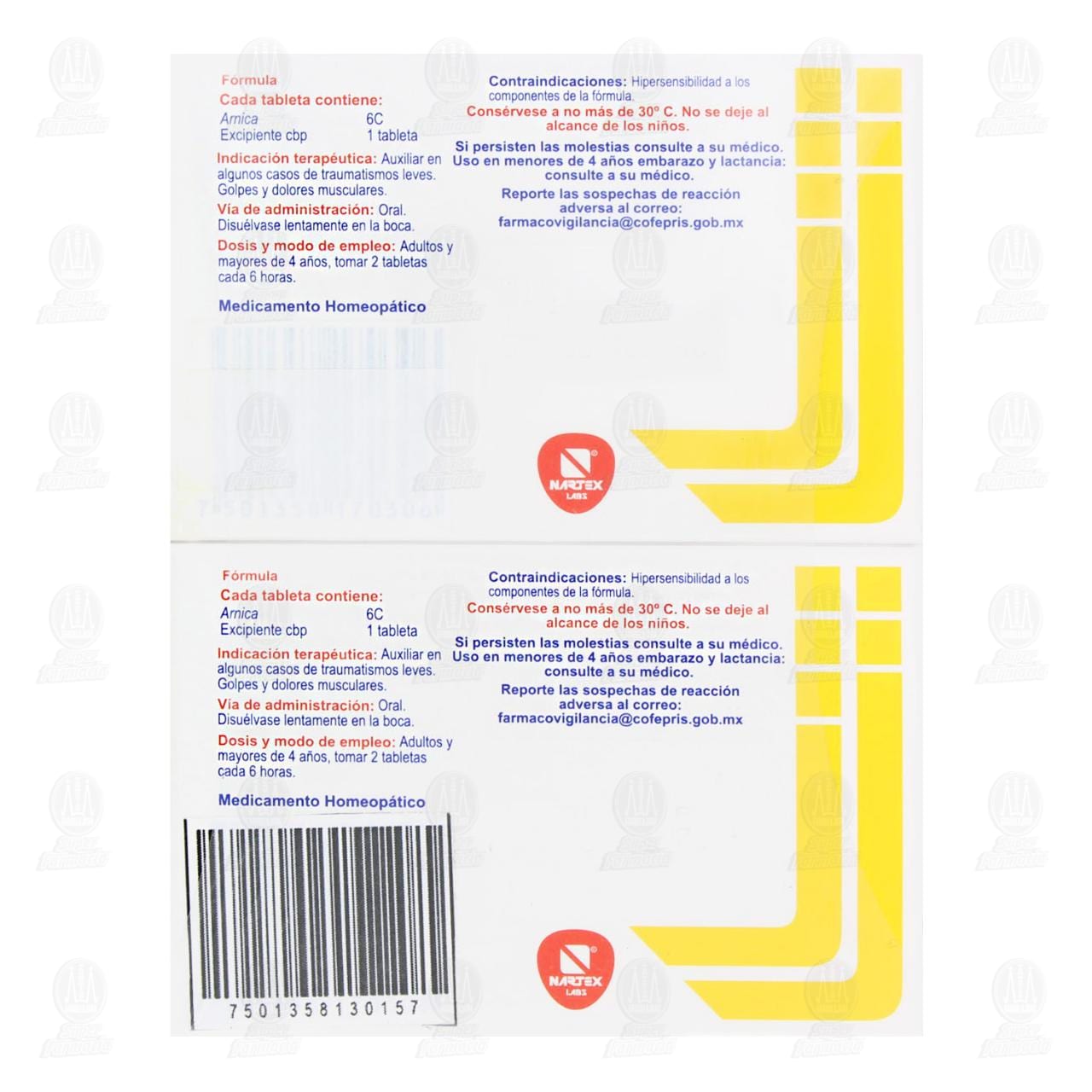 Pack Arnica N&aacute;rtex, 2 Cajas de 30 Tabletas C/U. image number 2