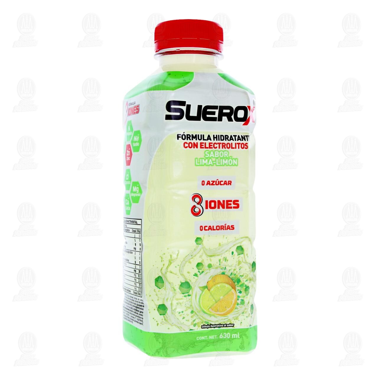 Bebida Hidratante Suerox con Electrolitos Sabor Lima-Limón, 630 ml.