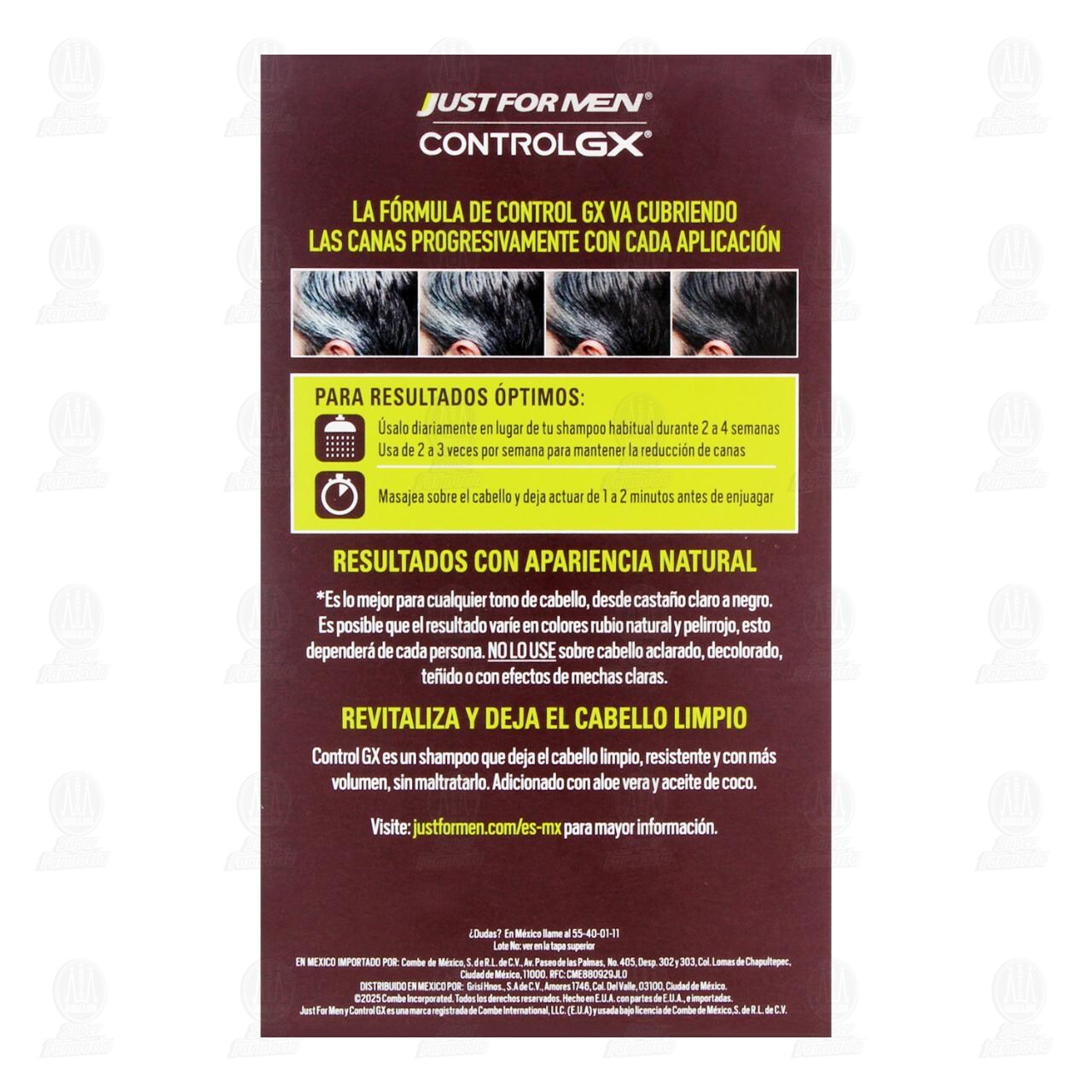 Shampoo Just For Men Control GX Desvanecedor de Canas con Keratina, 118 ml. image number 2