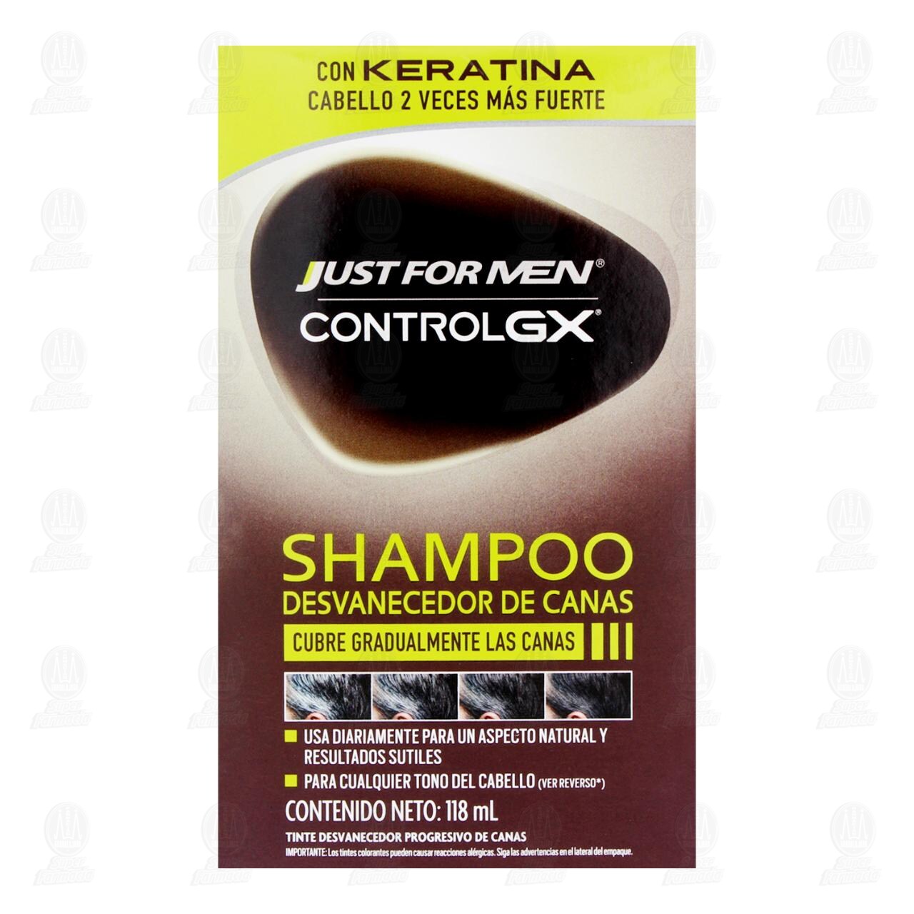Shampoo Just For Men Control GX Desvanecedor de Canas con Keratina, 118 ml. image number 1