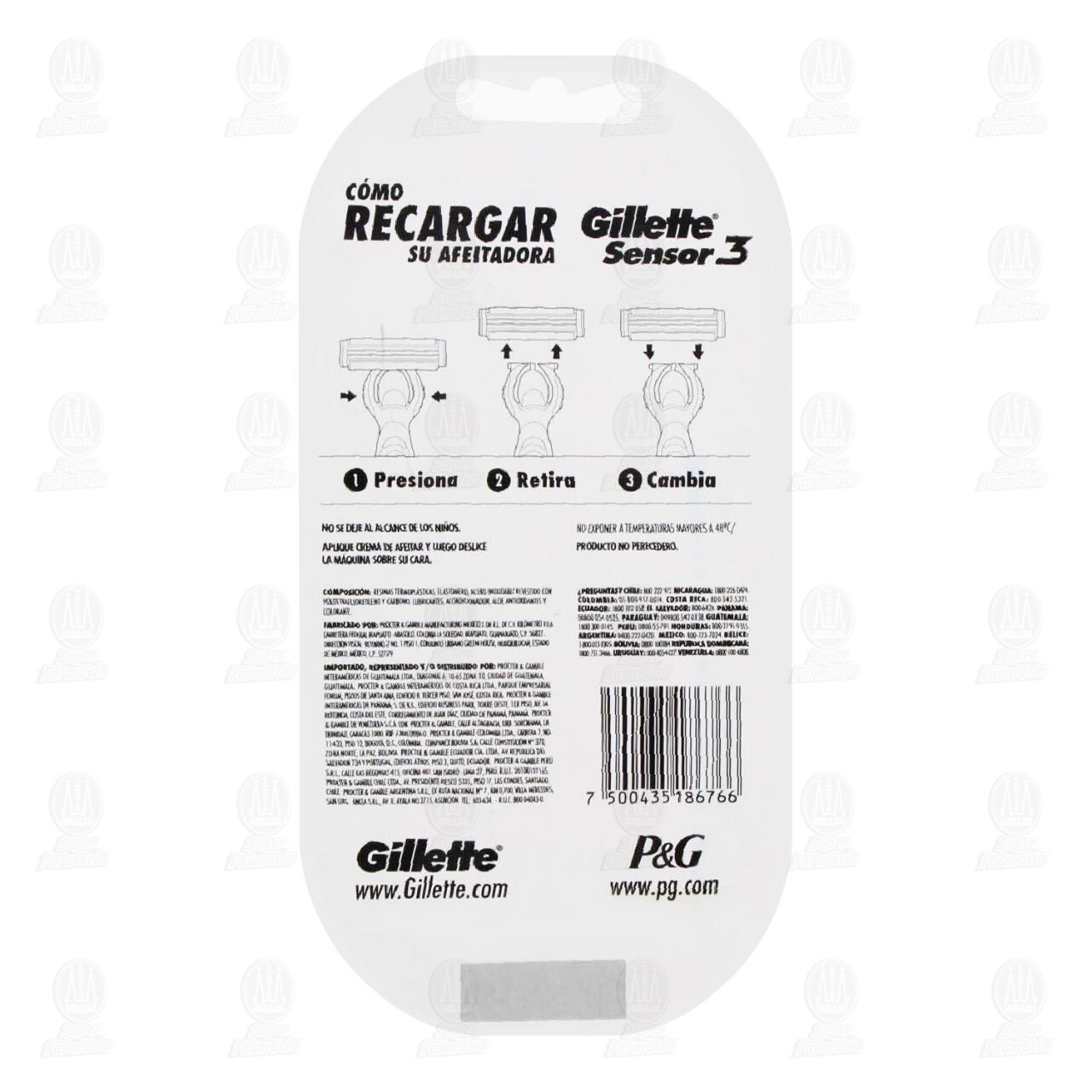 M&aacute;quina para Afeitar Gillette Sensor 3 con 6 Cartuchos, 7 pzas. image number 1