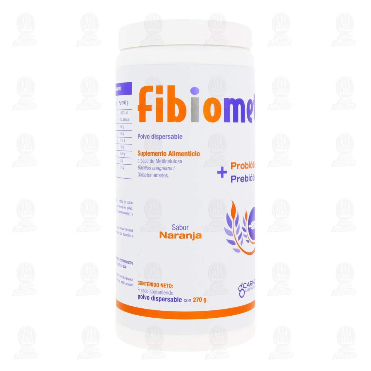 Suplemento Alimenticio Fibiomet Polvo Sabor Naranja, 270 gr.