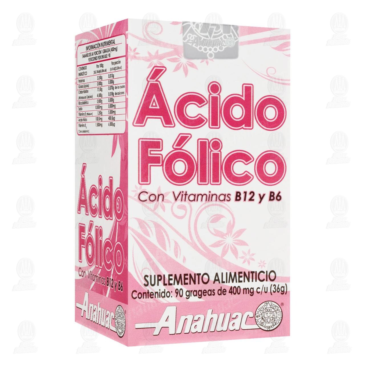 &Aacute;cido F&oacute;lico 400 mg, 90 Grageas.