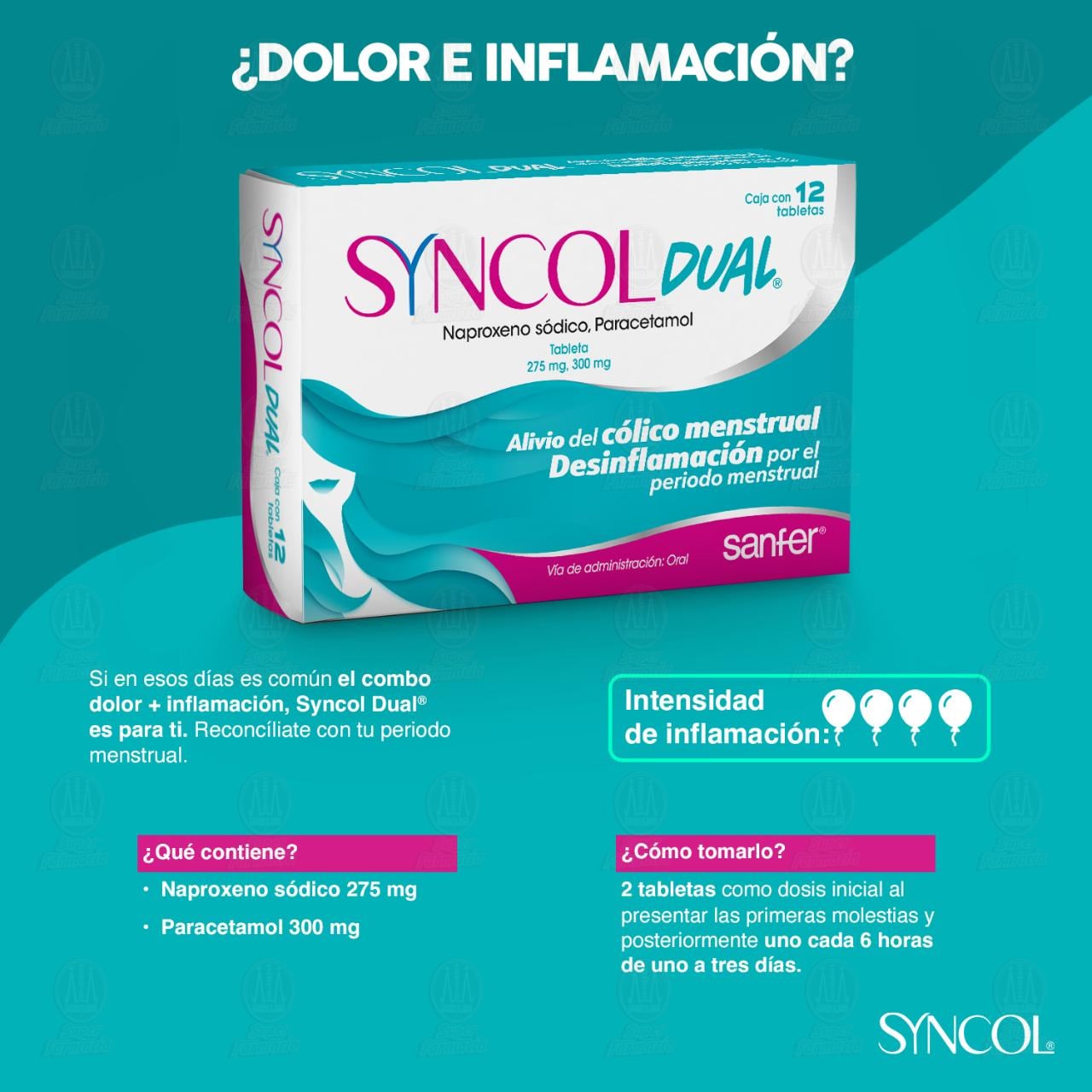 Syncol Dual 275mg/300mg, 12 Tabletas. image number 3