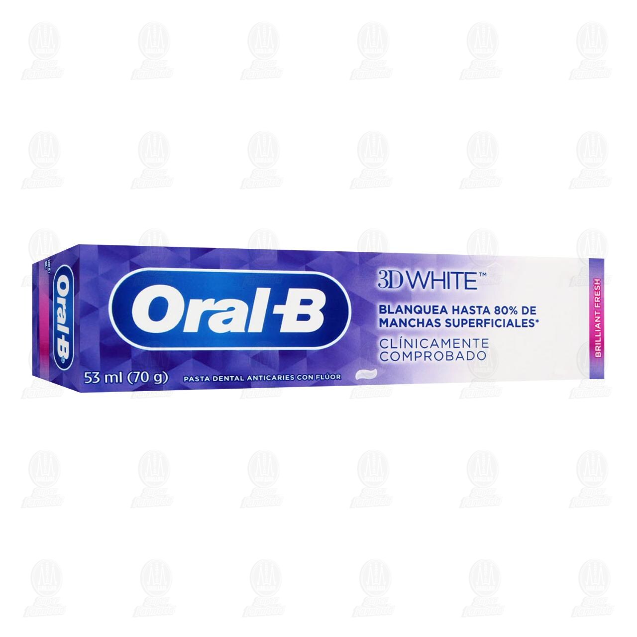 Pasta Dental Anticaries con Fl&uacute;or Oral-B 3D White Brilliant Fresh, 53 ml.