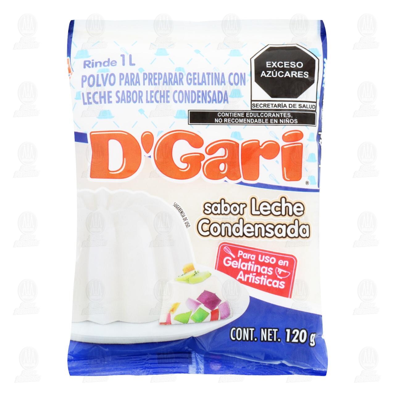 Polvo D'Gari para Preparar Gelatina Sabor Leche Condensada, 120 gr.