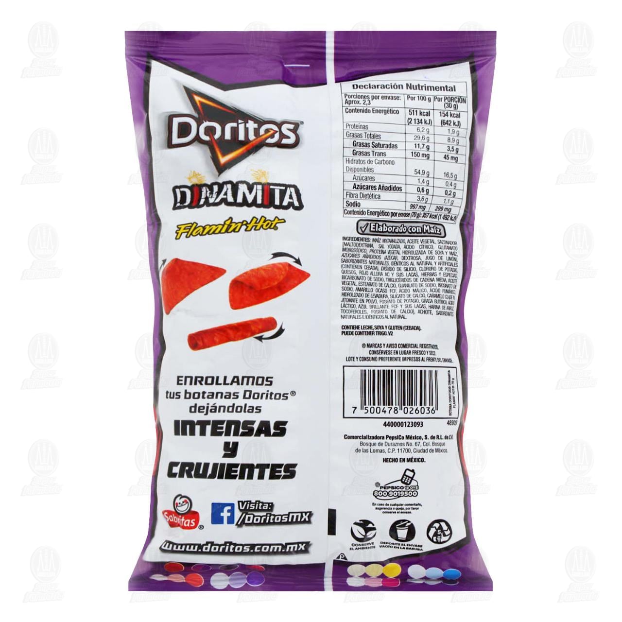 Botana Doritos Dinamita Flamin' Hot, 70 gr. image number 1