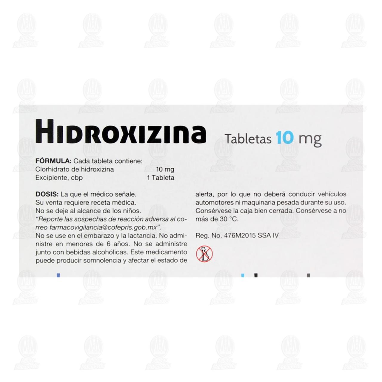 Hidroxizina 10mg, 30 Tabletas Pharmalife. image number 2