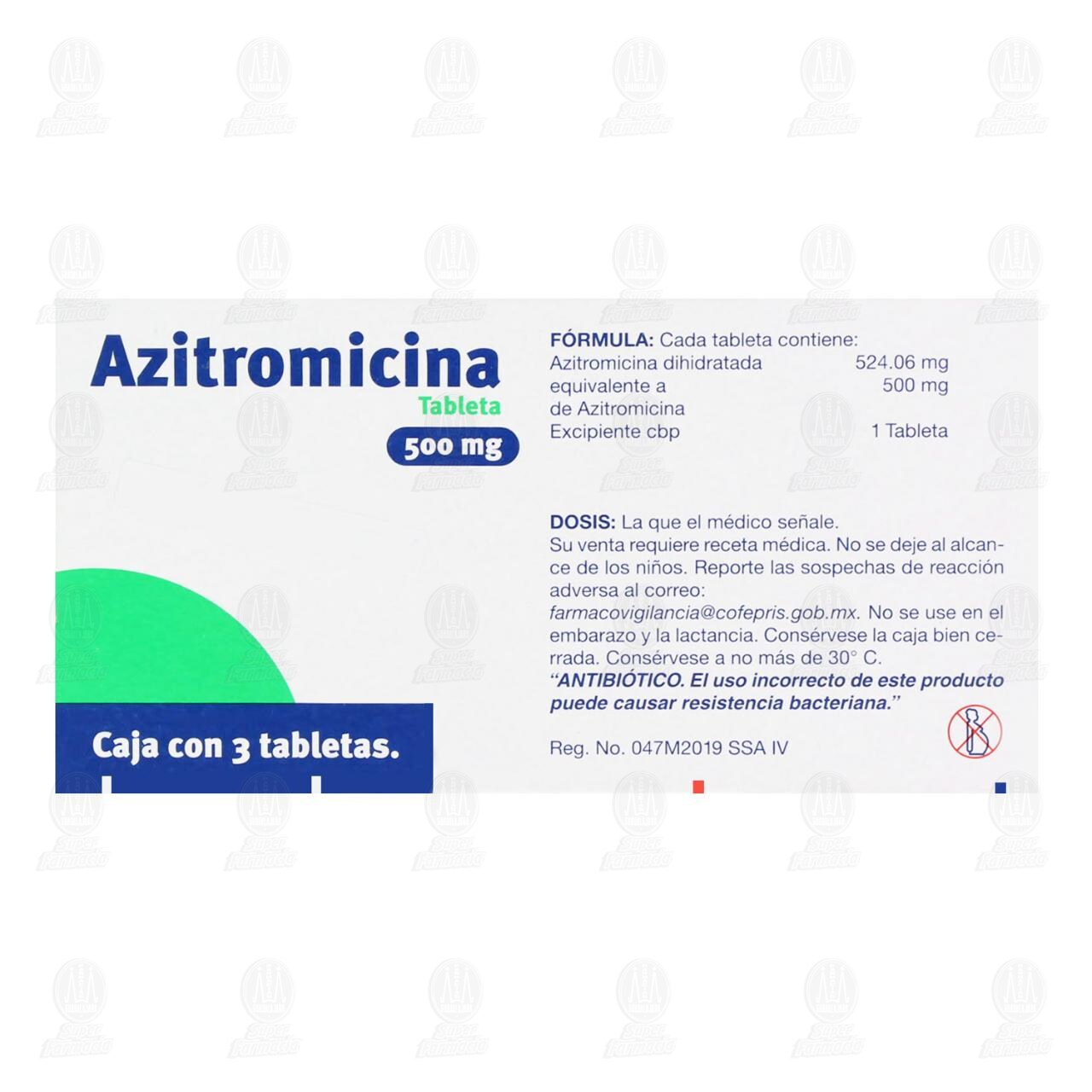Azitromicina 500 mg, 3 Tabletas Pharmalife. image number 2