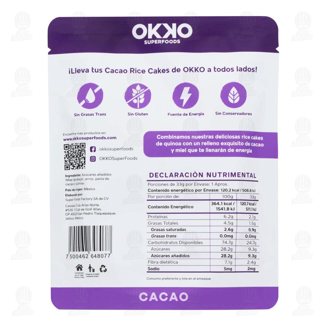 Galletas de Arroz Okko Rice Cakes Cacao, 33 gr. image number 1