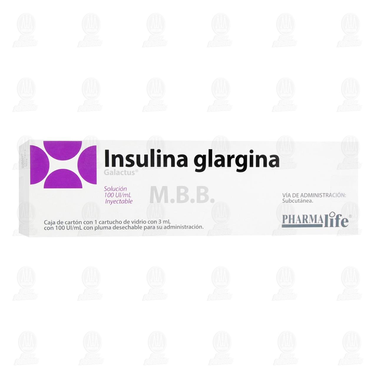 Insulina Glargina 100UI/ml Soluci&oacute;n Inyectable Cartucho para uso en Pluma, 3 ml Pharmalife. image number 0