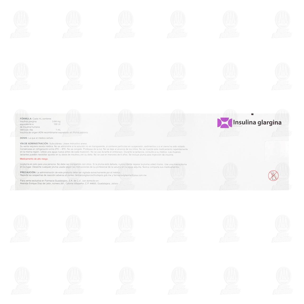 Insulina Glargina 100UI/ml Soluci&oacute;n Inyectable Cartucho para uso en Pluma, 3 ml Pharmalife. image number 2