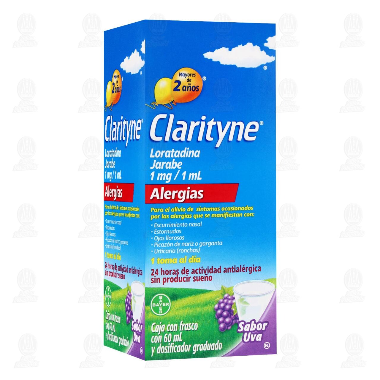 Clarityne Alivio de Alergias y Congesti&oacute;n Nasal Jarabe 1mg/1ml Sabor Uva, 60 ml. image number 0