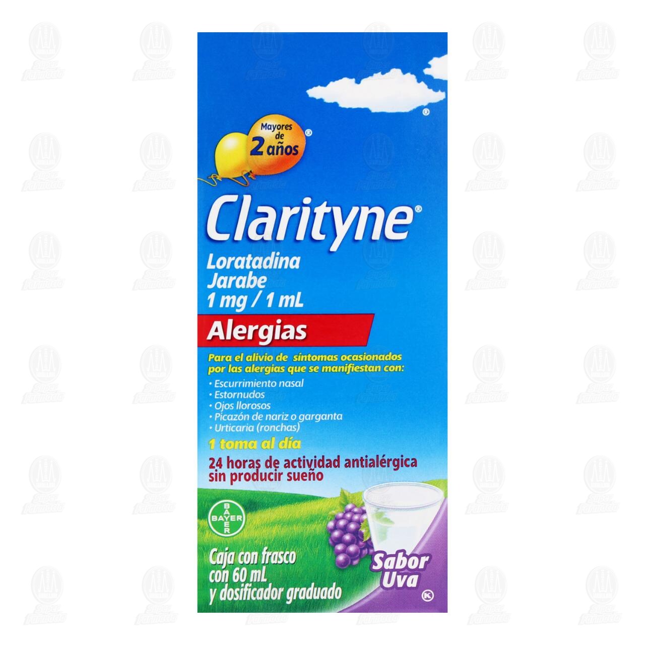 Clarityne Alivio de Alergias y Congesti&oacute;n Nasal Jarabe 1mg/1ml Sabor Uva, 60 ml. image number 1