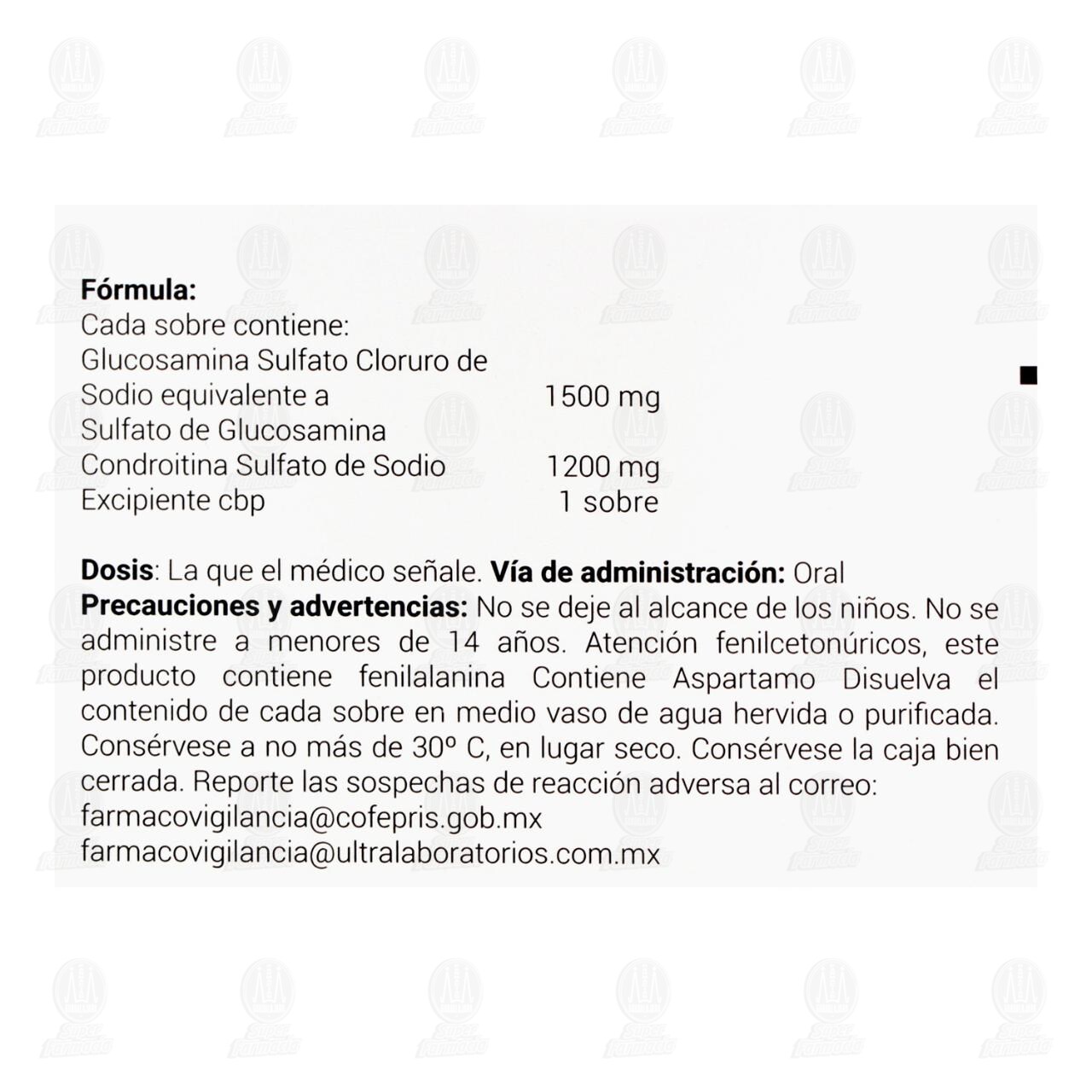 Glucosamina, Condroitina 1500mg/1200mg, 30 Sobres Pharmalife. image number 2