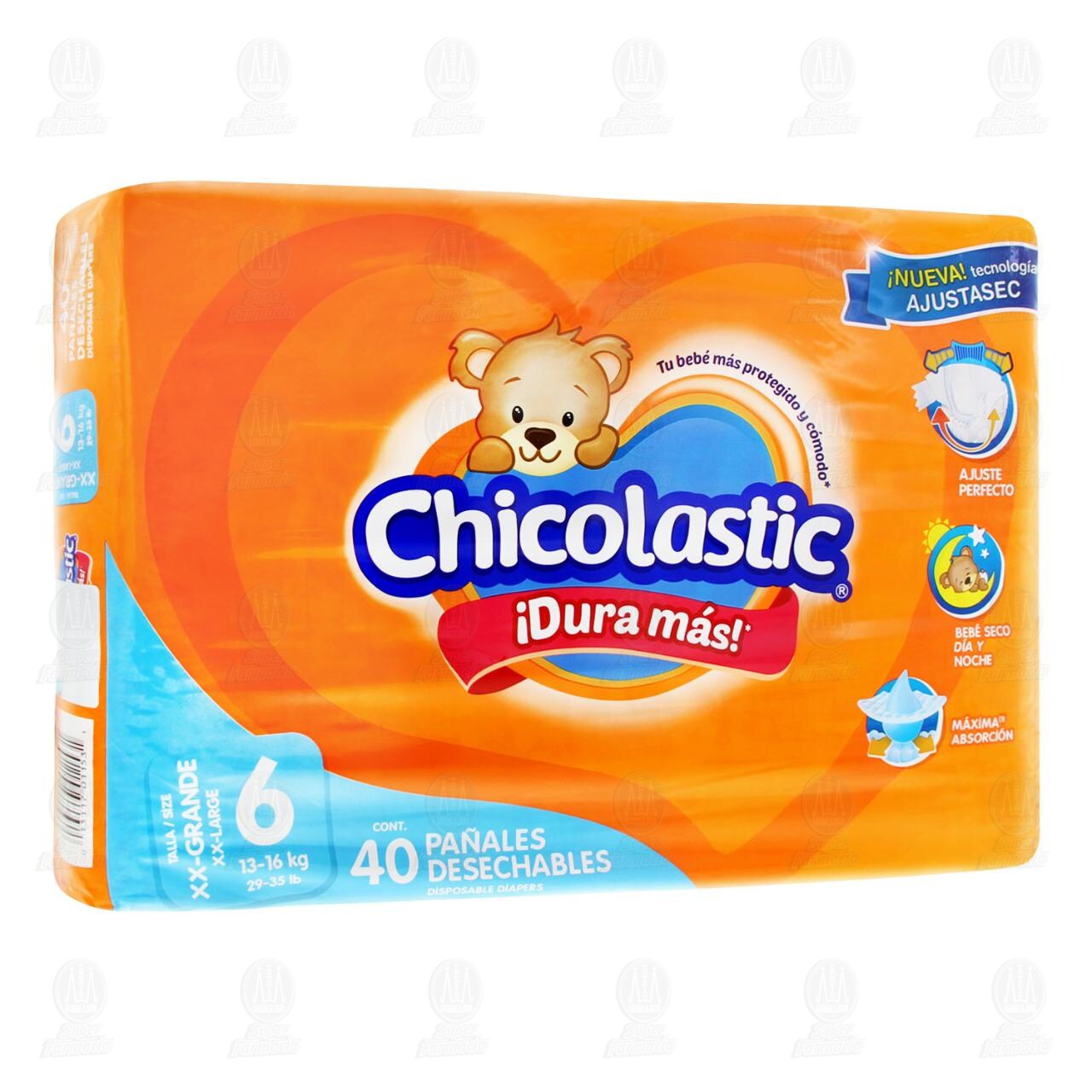 Pañal Chicolastic Talla 6 XG Grande, 40 Pañales.