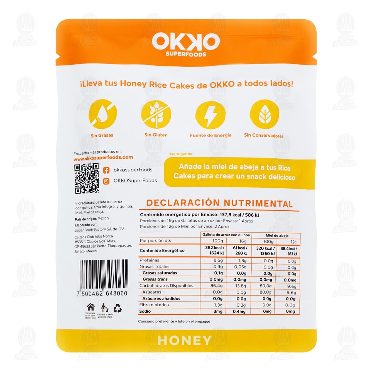 Galletas de Arroz Okko Rice Cakes Honey, 40 gr. image number 1