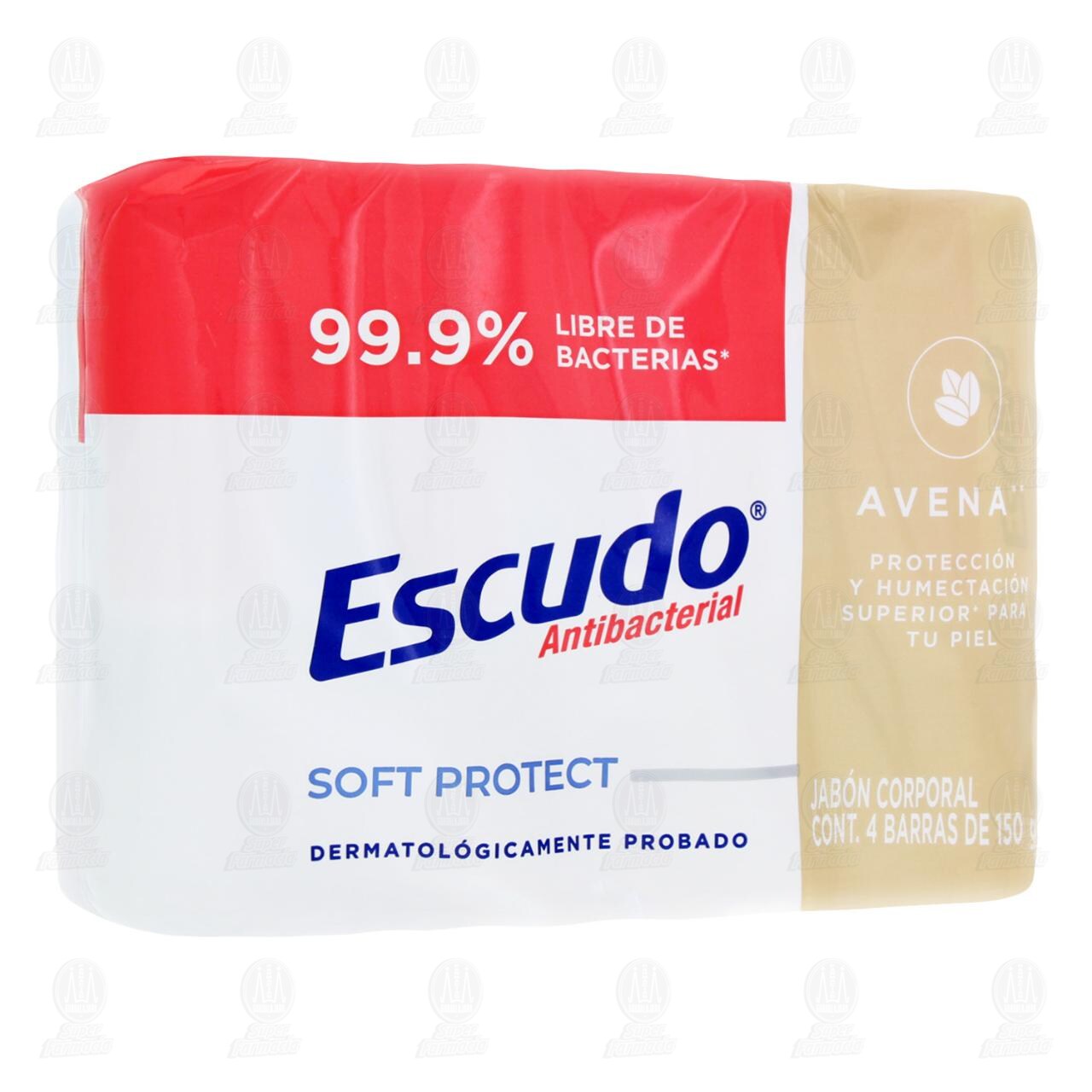 Pack Jab&oacute;n Corporal Escudo Antibacterial Soft Protect Avena, 4 pzas de 150 gr c/u. image number 0