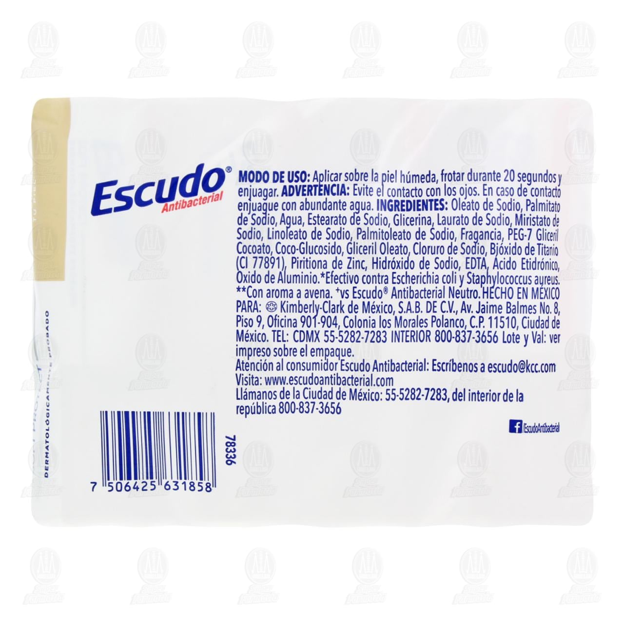 Pack Jab&oacute;n Corporal Escudo Antibacterial Soft Protect Avena, 4 pzas de 150 gr c/u. image number 2