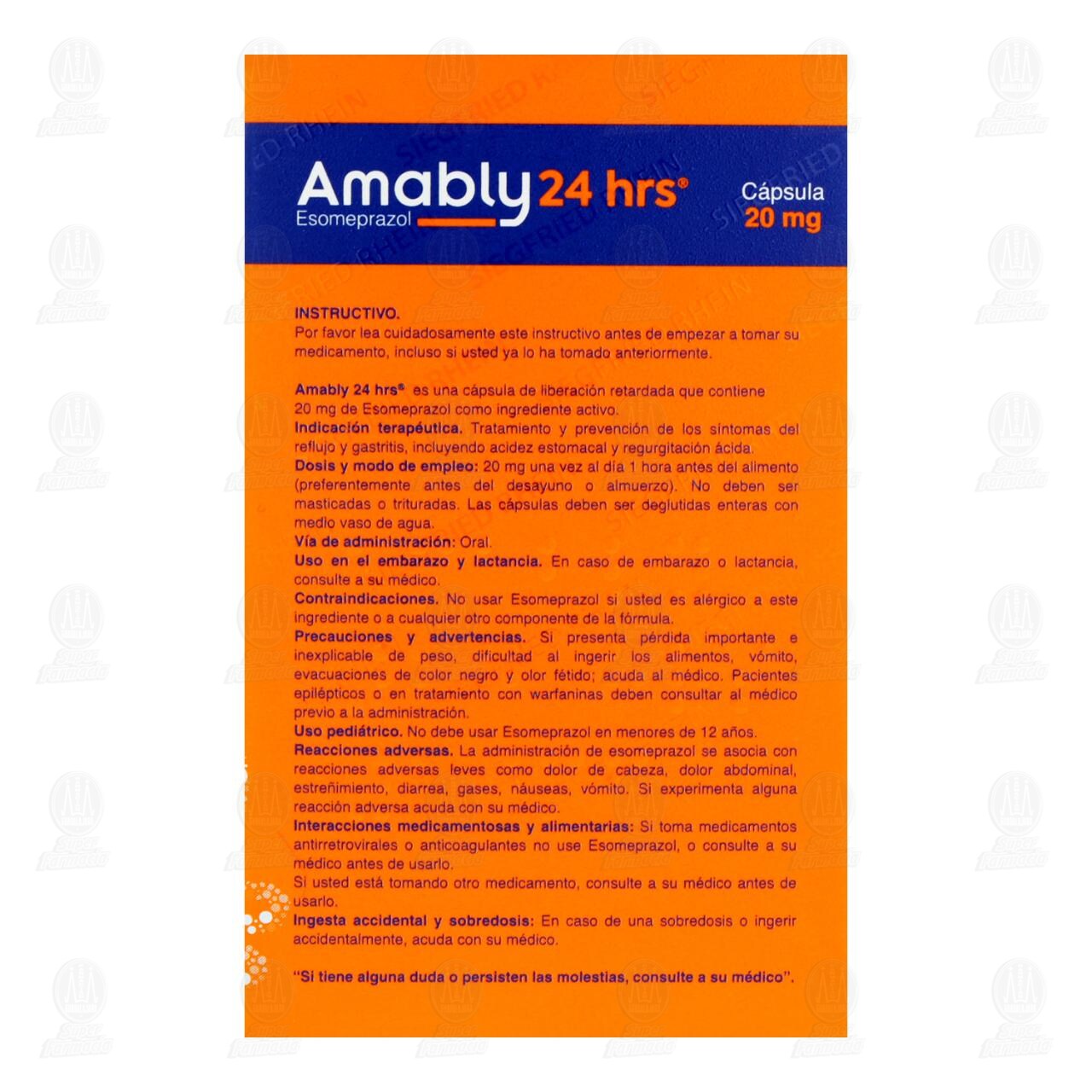 Amably 24 hrs 20 mg, 7 Cápsulas. de AMABLY 24H | Farmacias Guadalajara
