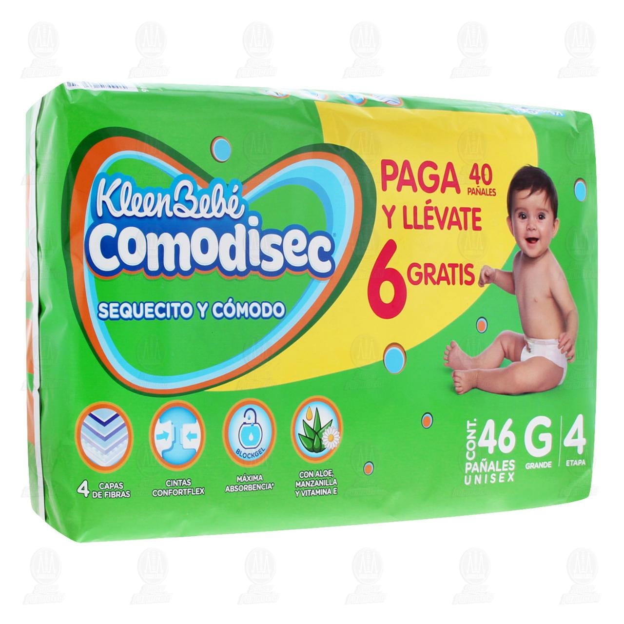 Pañales para Bebé KleenBebé Comodisec Etapa 4 G, 46 pzas.
