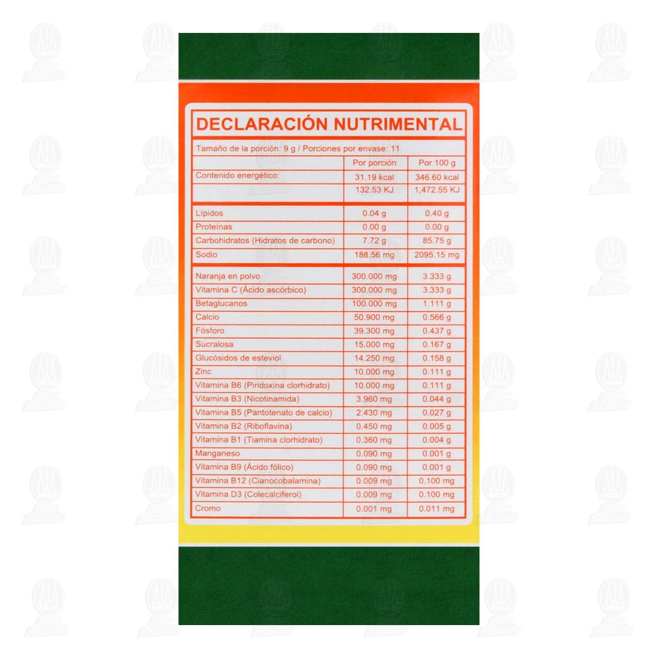 Suplemento Alimenticio C-Revital Mandarina Naranja, 11 Sobres. image number 2