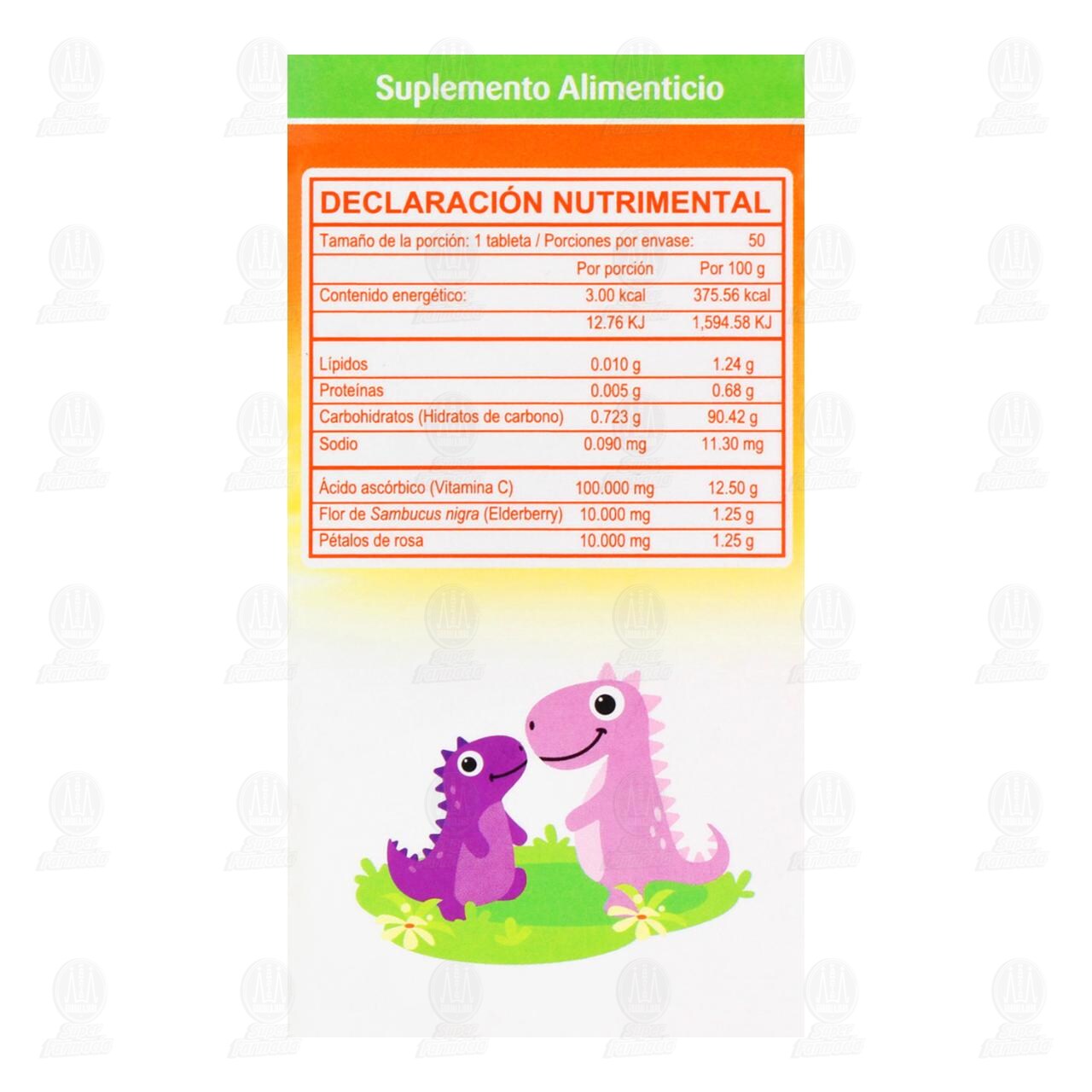 Suplemento Alimenticio C-Revital Kids, 50 Tabletas Masticables. image number 2
