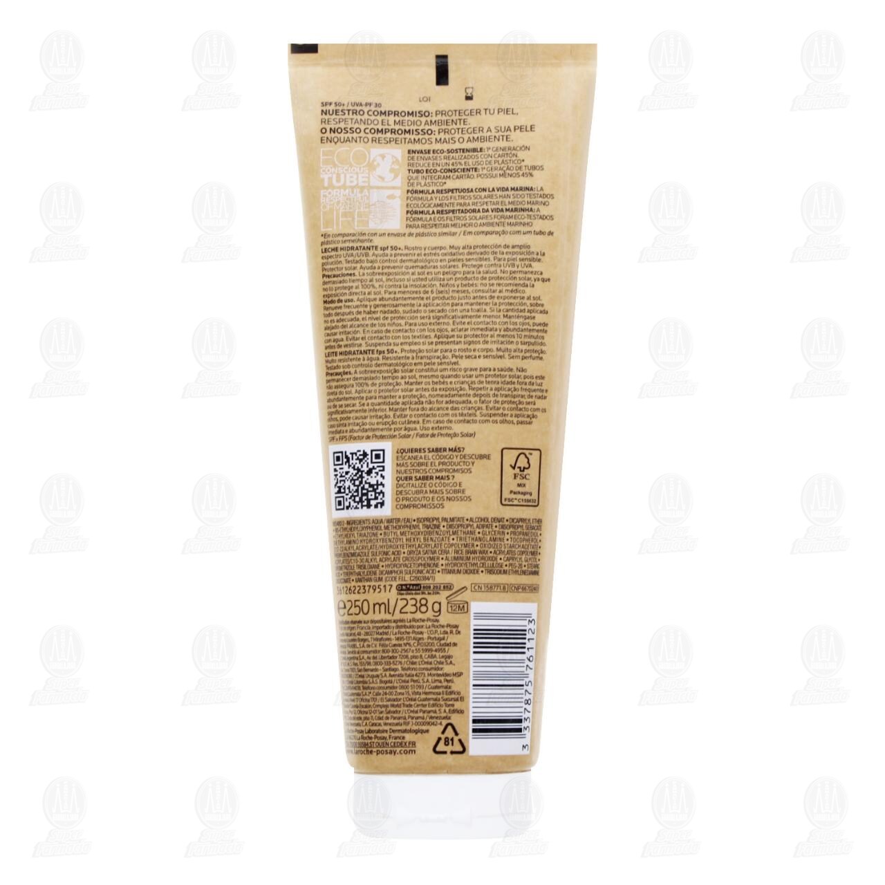 La Roche Posay Anthelios Leche Hidratante FPS50+, 250 ml. image number 1