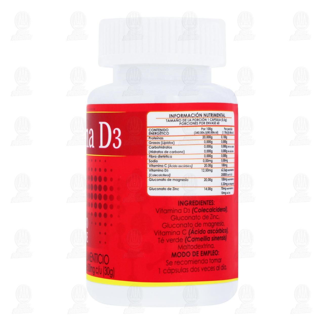 Vitamina D3 5000UI 500 mg, 60 Cápsulas. image number 2