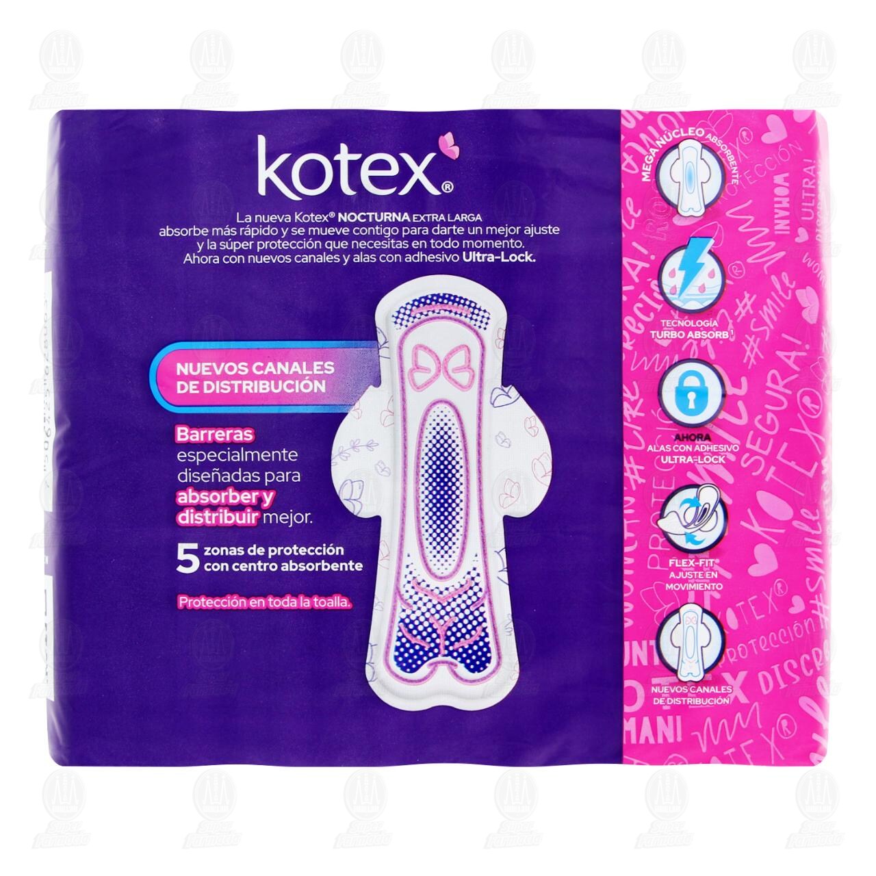 Toallas Femeninas Kotex Nocturna Extra Larga con Alas, 34 pzas. image number 2