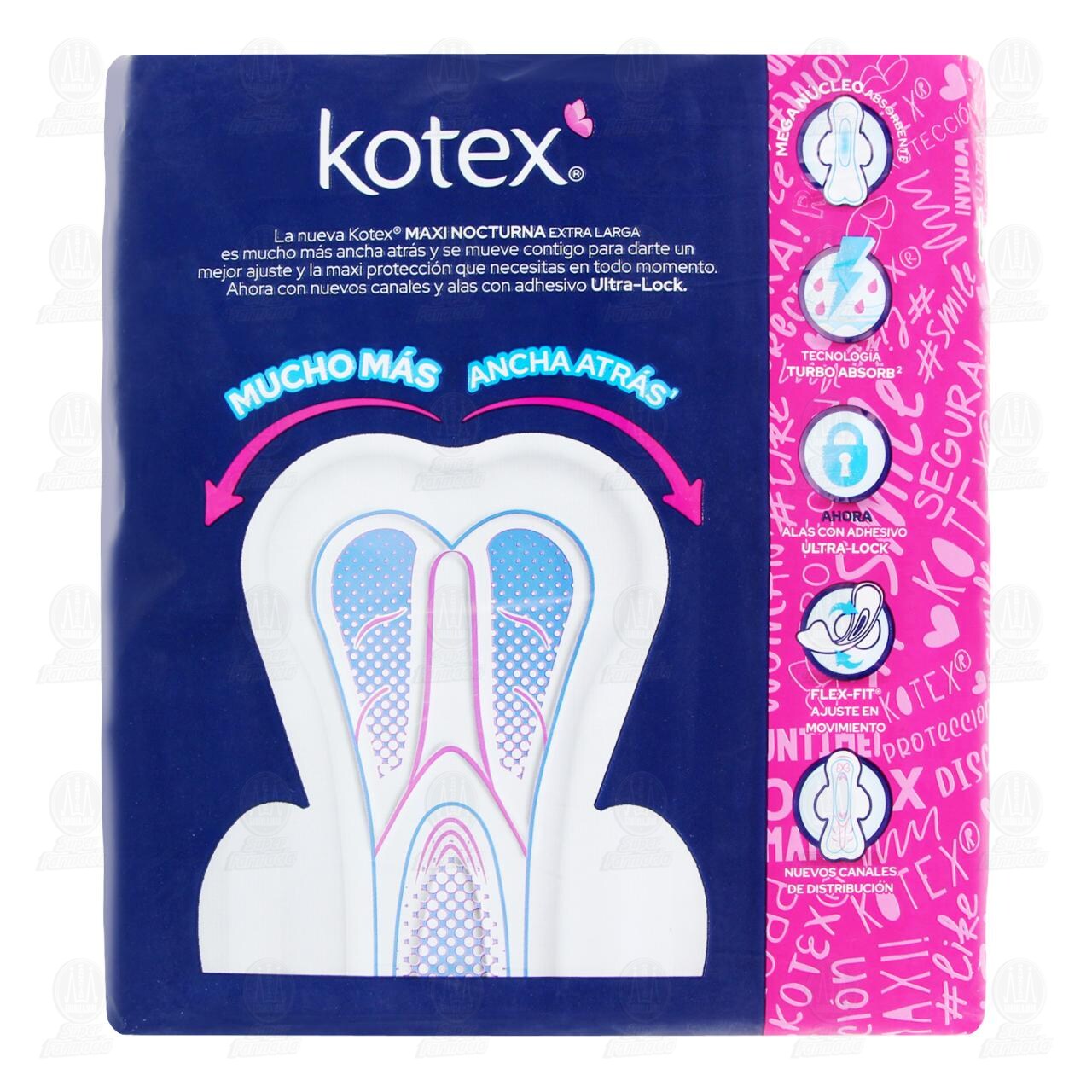 Toallas Femeninas Kotex Maxi Nocturna Extra Larga con Alas, 30 pzas. image number 2
