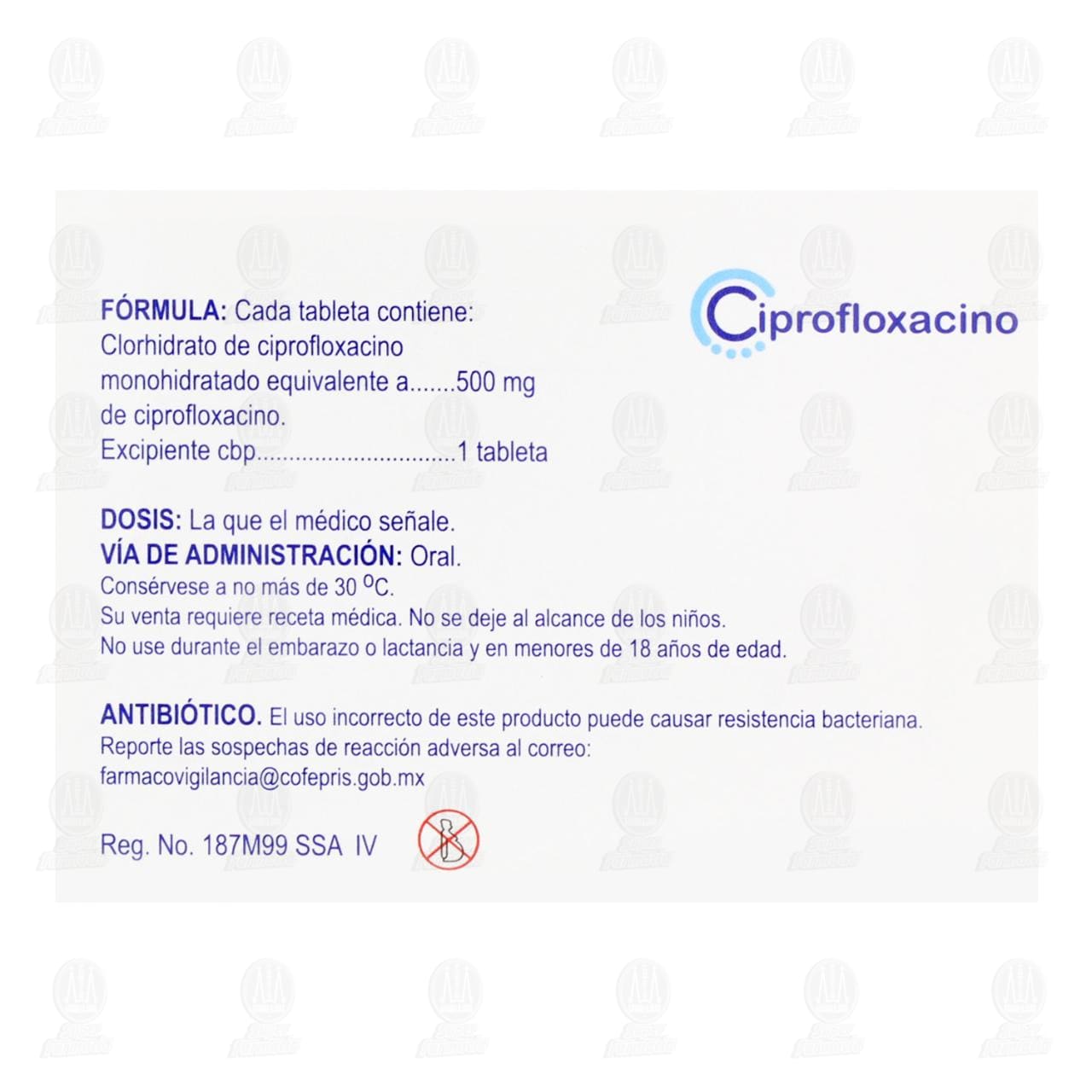 Ciprofloxacino 500 mg, 14 Tabletas Pharmalife. image number 2