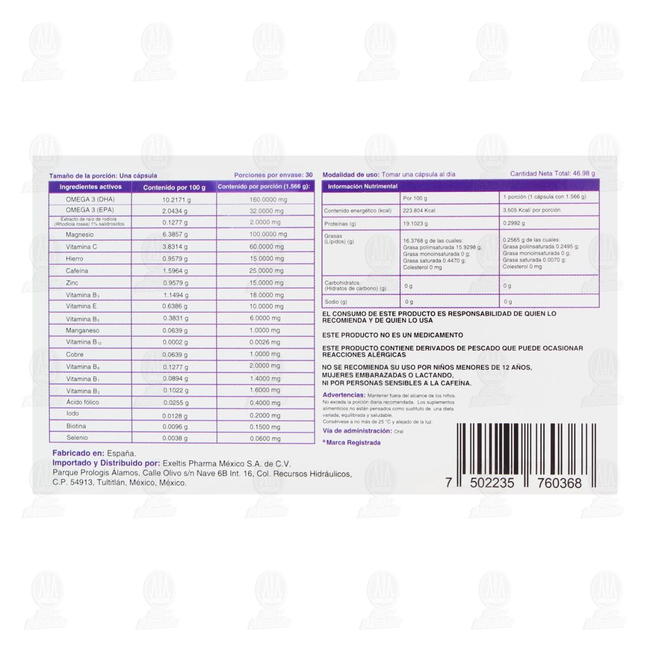 Suplemento Alimenticio Transvital-E, 30 Cápsulas. image number 2