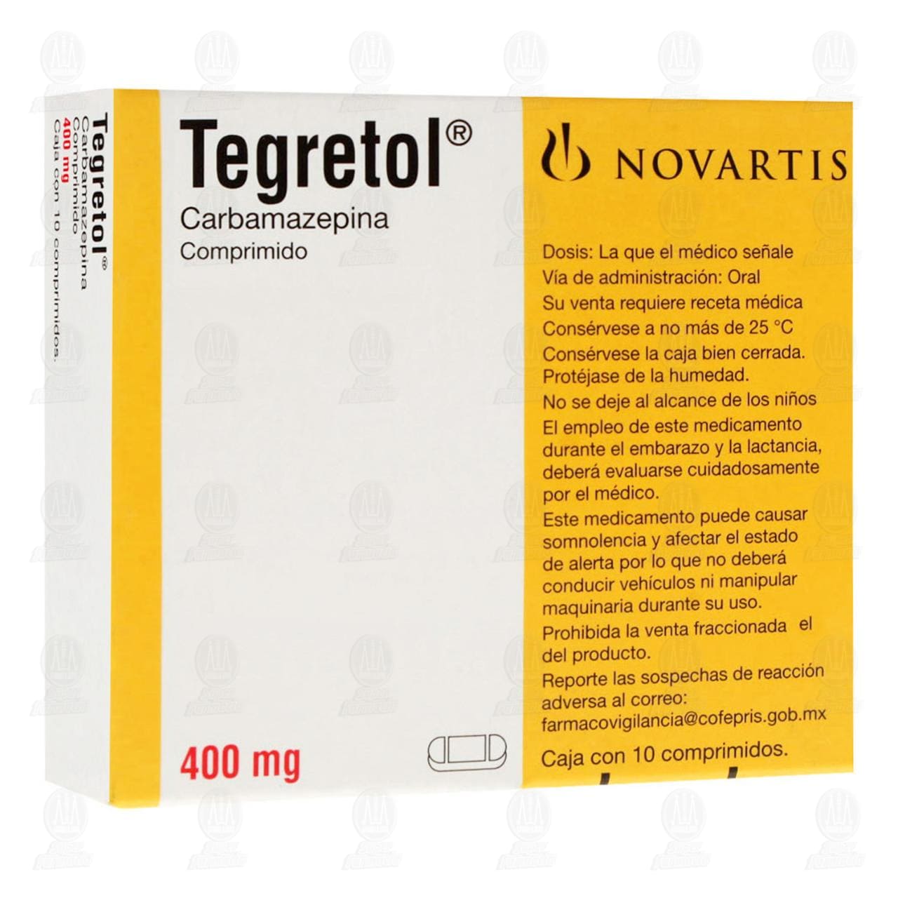 Imagen para Tegretol 400 mg, 10 Comprimidos.
