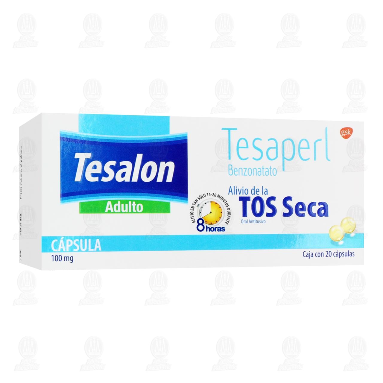 Tesalon Tesaperl Tos Seca 100 mg 20 C&aacute;psulas, 1 pz.