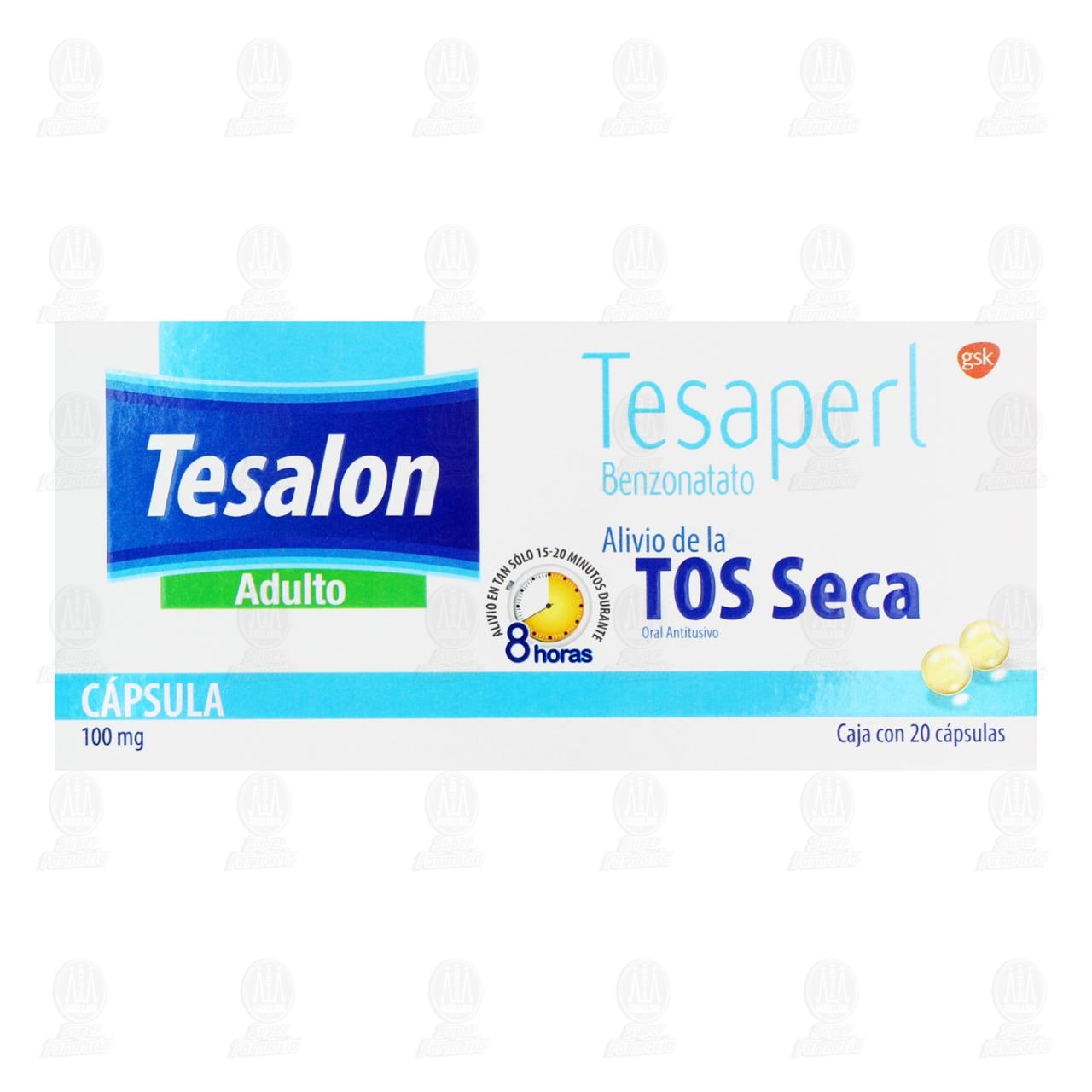 Tesalon Tesaperl Tos Seca 100 mg 20 C&aacute;psulas, 1 pz. image number 1