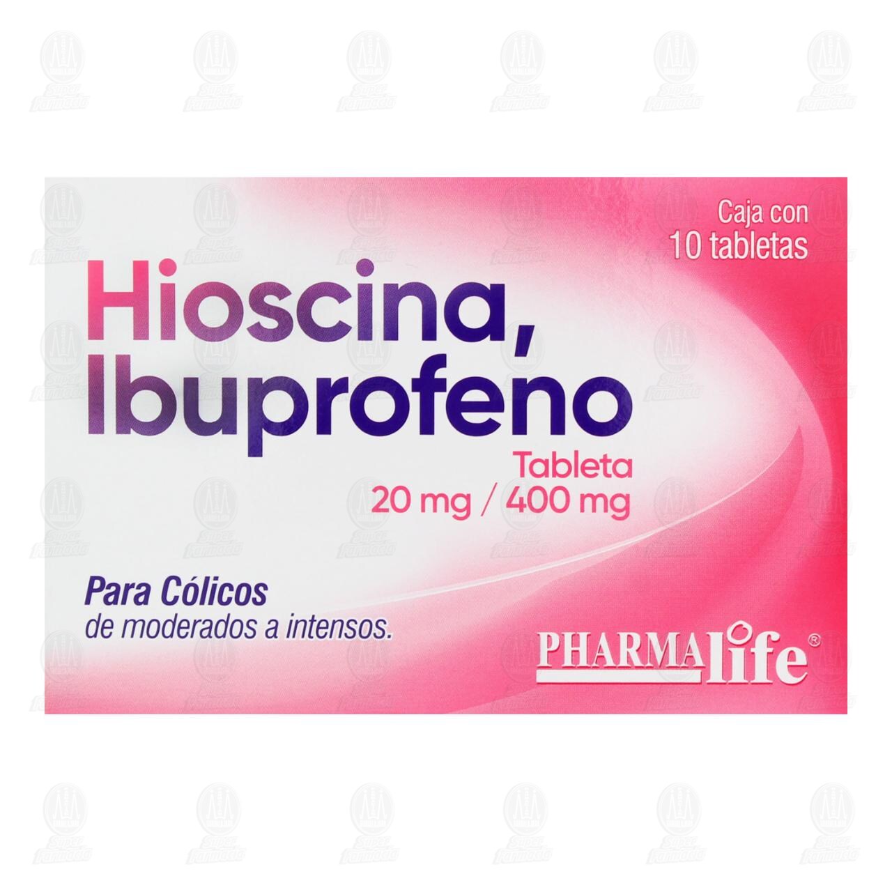 Hioscina/Ibuprofeno 20mg/400mg, 10 Tabletas Pharmalife. image number 1