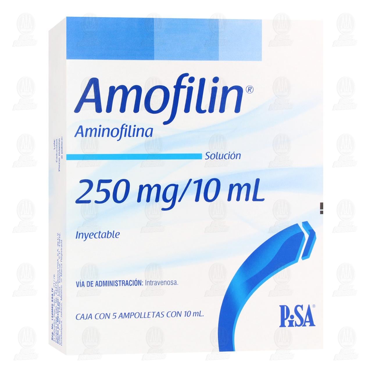 Imagen para Amofilin 250mg/10ml Solución Inyectable, 5 Ampolletas.