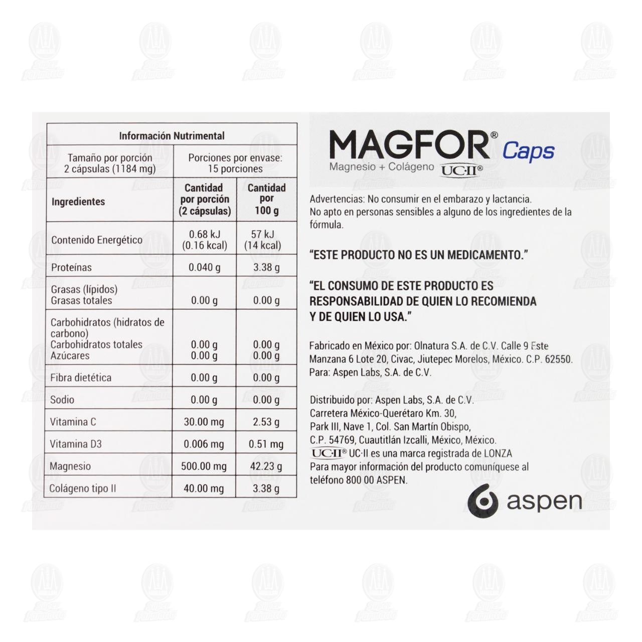 Suplemento Alimenticio Magfor Caps, 30 C&aacute;psulas. image number 2