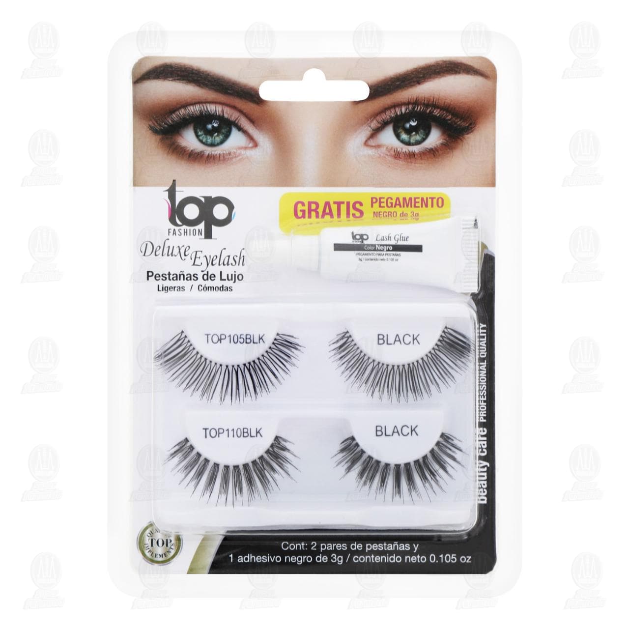 Pestañas de Lujo Top Fashion en Pares + Pegamento Gratis, 5 pzas.