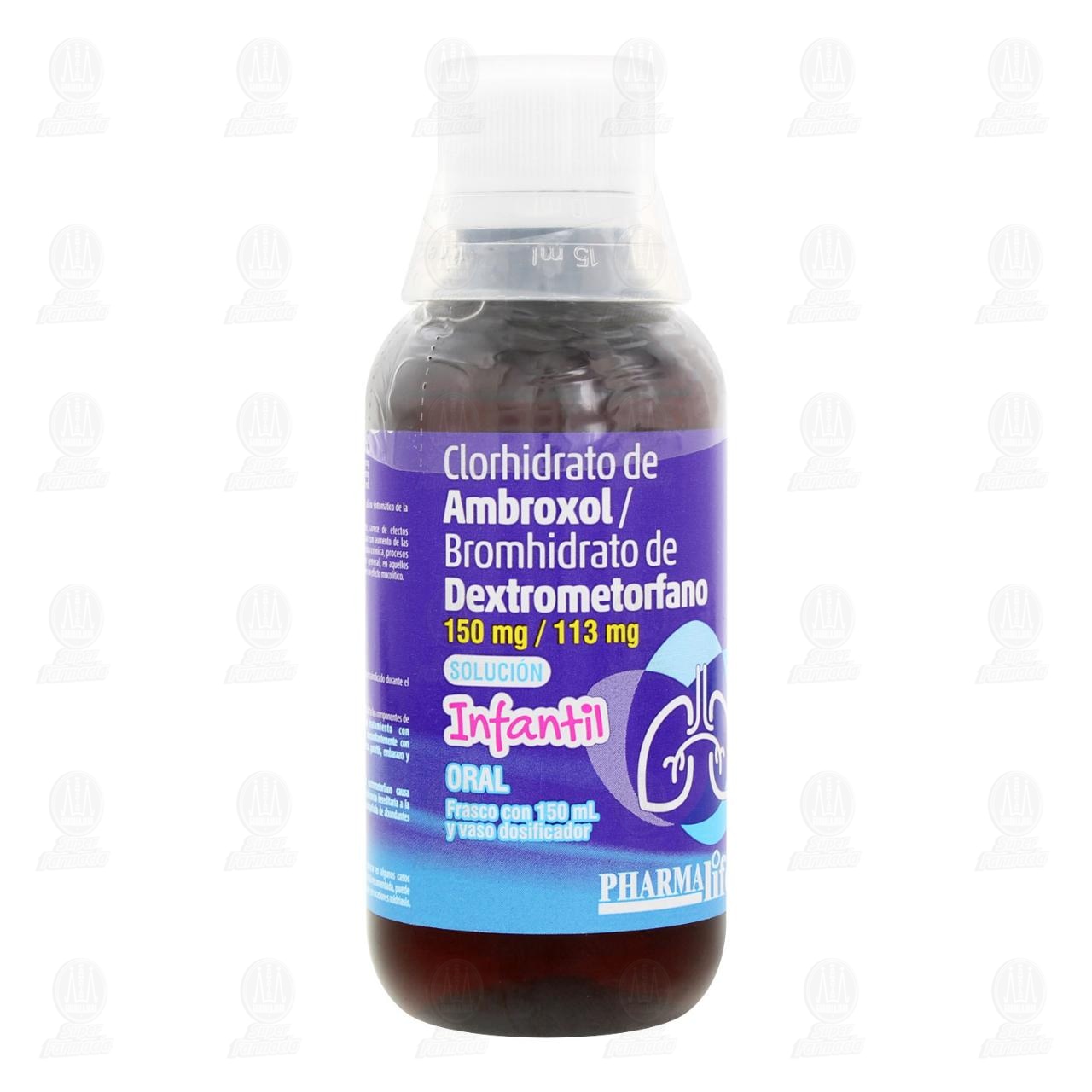 Ambroxol, Dextrometorfano 150mg/113mg Soluci&oacute;n Infantil, 150 ml Pharmalife. image number 0